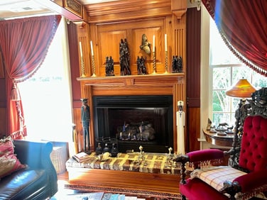 TWO PAIR 4 PANELS DESIGNER CUSTOM RED VELVET DRAPES