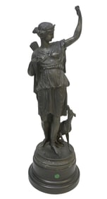 LARGE SPELTER STATUE GODDESS DIANA