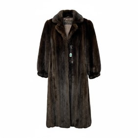 LORD & TAYLOR FULL LENGTH DARK BROWN RANCH MINK COAT