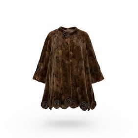 SHEARED MINK SWING JACKET W ROSETTES LARGE