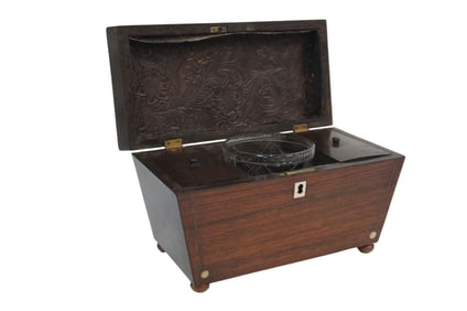 19th c REGENCY ROSEWOOD TEA CADDY