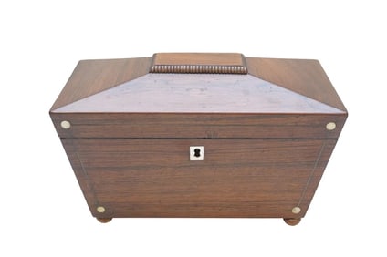 19th c REGENCY ROSEWOOD TEA CADDY