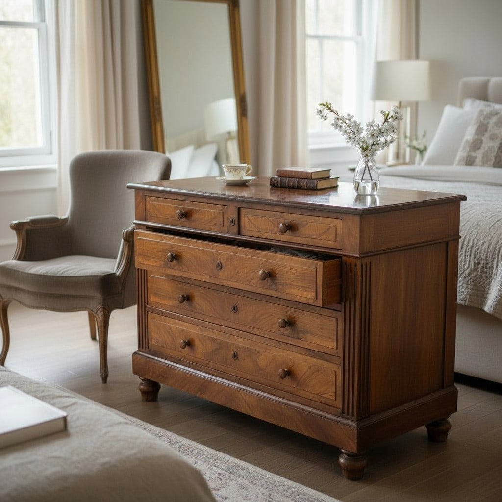 ANTIQUE WALNUT CHEST OF DRAWERS (1 of 7)