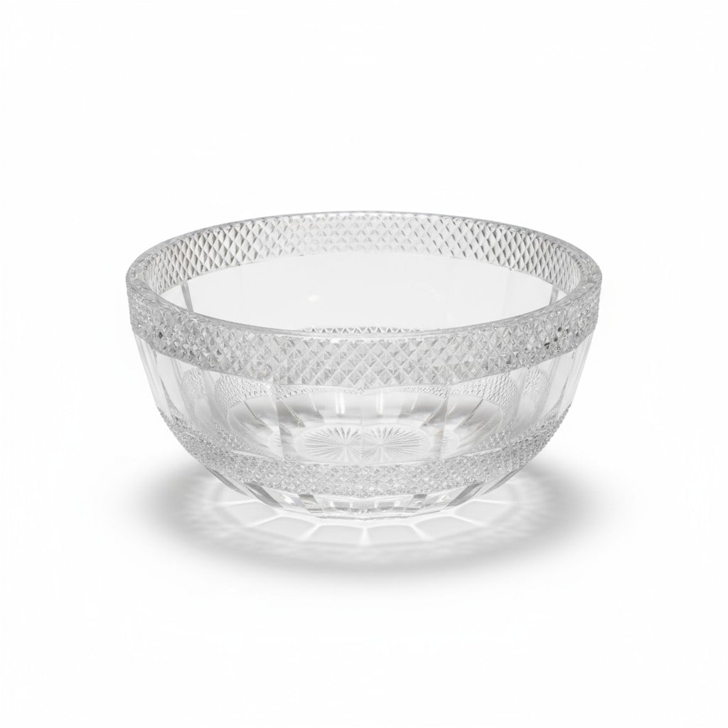 ANTIQUE CUT CRYSTAL SIGNED STEUBEN BOWL: Signed Antique Cut Crystal Steuben Bow. Measures 8"x8"x4". Weight 3 lbs 8 oz. **In house shipping available on this lot**