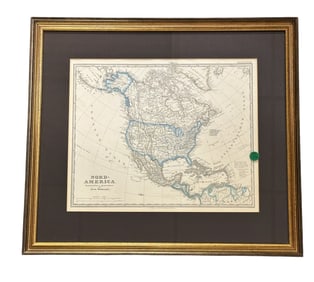 NORD AMERICA GERMAN MAP 1864 HAND COLORED