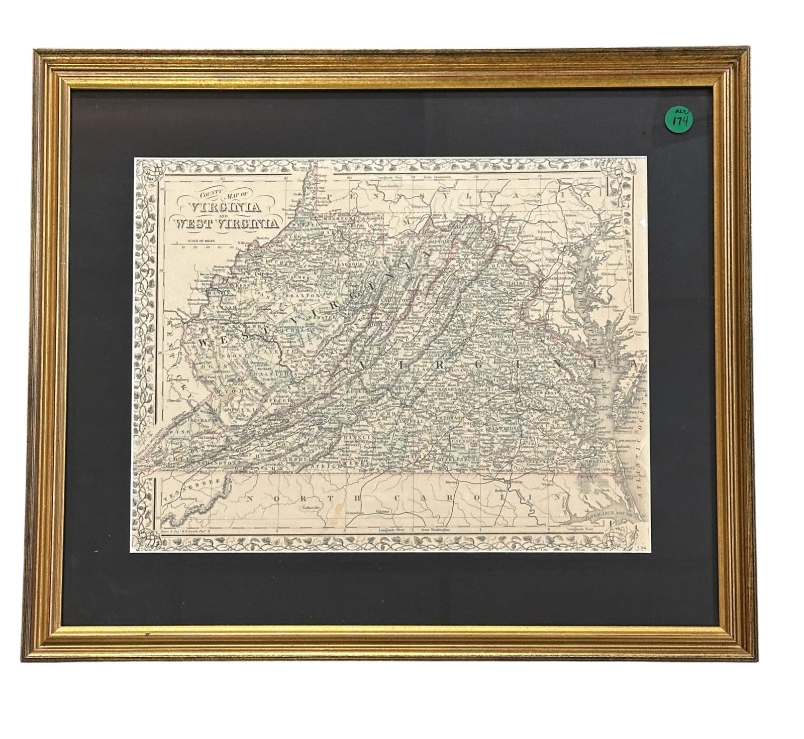 1879 MAP VIRGINIA & WEST VIRGINIA AUGUSTUS MITCHELL (1 of 3)