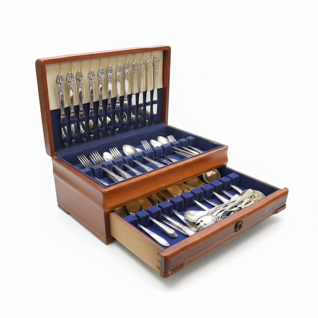 LARGE GROUP FLATWARE IN CASE ONEIDA PLUS (1 of 8)