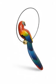 VINTAGE SERGIO BUSTAMANTE STYLE HANGING PARROT SCULPTURE