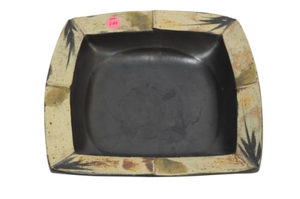 JAPANESE STONEWARE POTTERY SQUARE BOWL