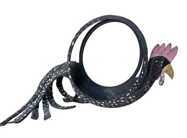 FOLK ART ROOSTER UPCYCLED TIRE PLANTER