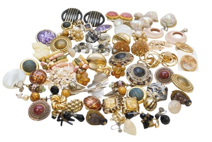 38 PAIRS OF VINTAGE CLIP-ON AND SCREWBACK EARRINGS