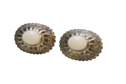 NATIVE STERLING TK STAMPED CLIP ON EARRINGS