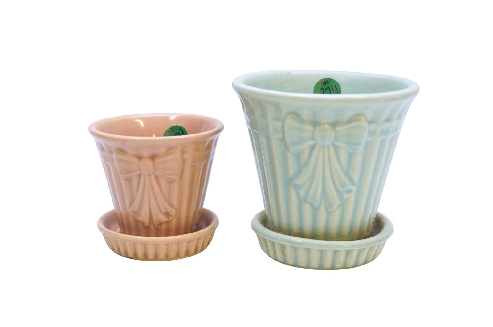 PAIR OF VINTAGE SHAWNEE POTTERY FLOWER POTS (1 of 3)