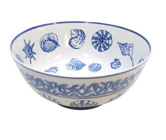 LARGE BLUE AND WHITE NANTUCKET SERVING BOWL