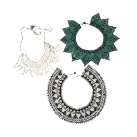 3 TRIBAL HANDMADE SEED BEAD COLLAR NECKLACES