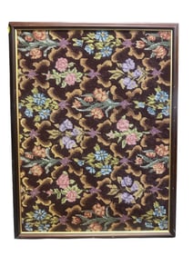 VINTAGE HANDMADE FLORAL NEEDLEPOINT FRAMED WALL ART