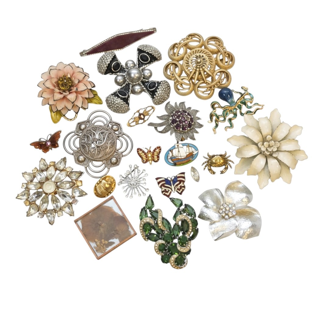 20 VINTAGE BROOCHES AND PINS (1 of 1)