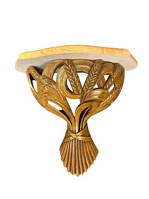 HOLLYWOOD REGENCY STYLE SYROCO MARBLE TOP WALL SHELF