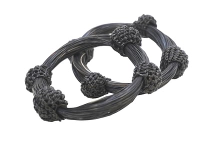 2 AFRICAN TRIBAL WOVEN BLACK ELEPHANT HAIR BRACELETS