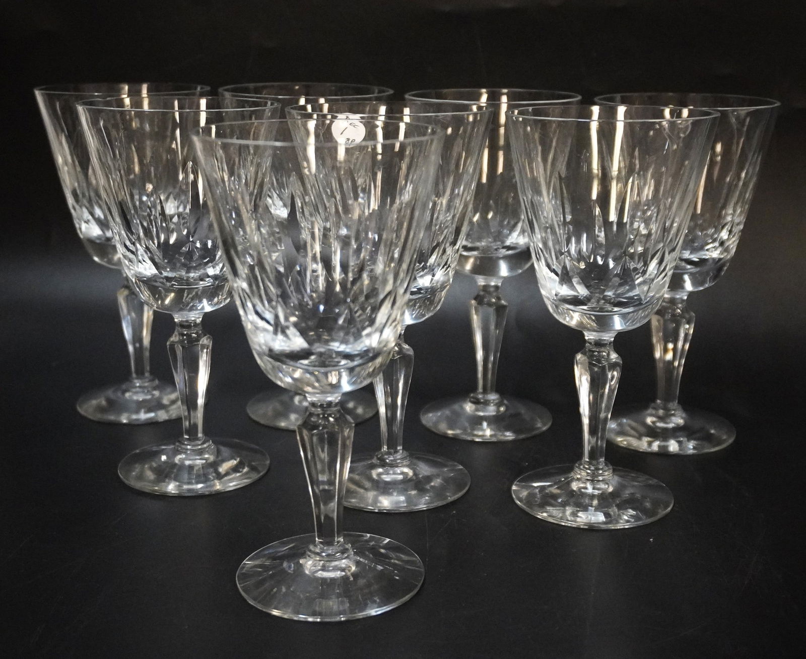 8 VINTAGE FOSTORIA GEORGETOWN WATER GOBLETS: 8 Vintage Fostoria "Georgetown" Water Goblets Each 3.75"x3.75"x7.25". Weight on all 6 lb 2 oz. **In house shipping available on this lot**
