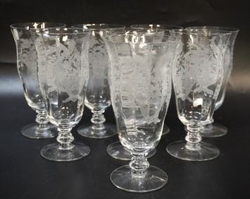 8 TIFFIN PERSIAN PHEASANT ICED TEA GLASSES