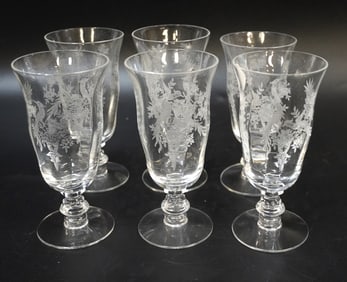 7 TIFFIN PERSIAN PHEASANT JUICE GLASSES