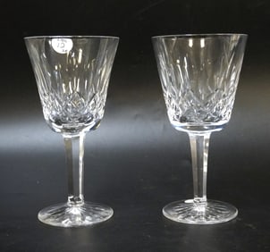 2 WATERFORD CRYSTAL LISMORE CLARET WINE GLASSES