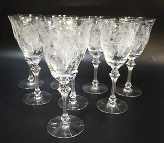 8 TIFFIN PERSIAN PHEASANT WATER GOBLETS
