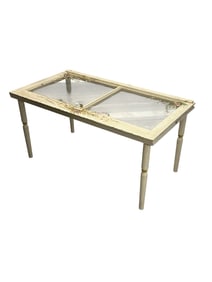 ANTIQUE HAND PAINTED WINDOW COFFEE TABLE