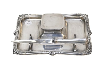 ENGLISH STERLING SILVER INKSTAND 1916
