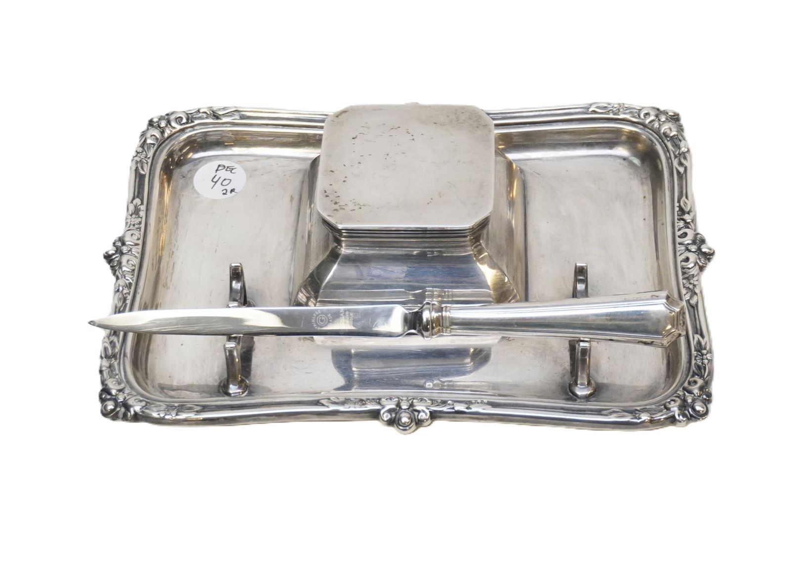 ENGLISH STERLING SILVER INKSTAND 1916 (1 of 4)