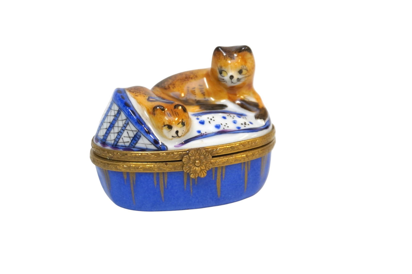 LIMOGES PEINT MAIN CAT TRINKET BOX (1 of 6)