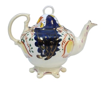 19th c GAUDY WELSH SWANSEA COTTAGE TULIP PATTERN TEAPOT