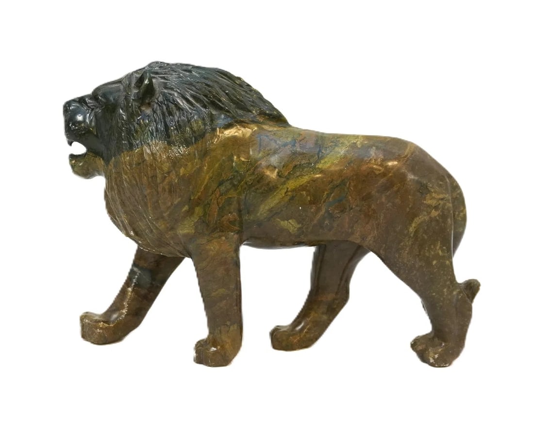 LARGE VERDITE STONE CARVED LION (1 of 3)