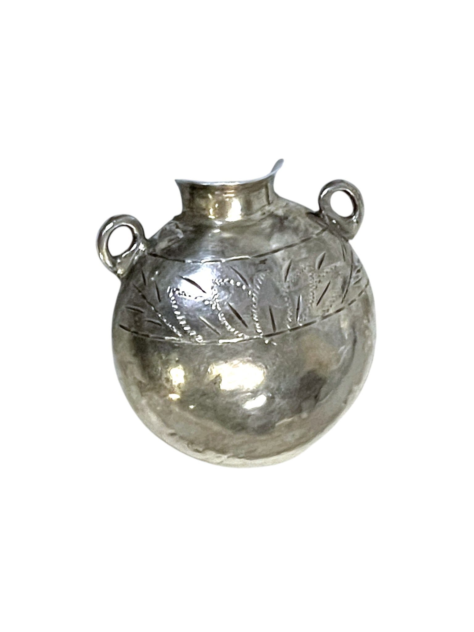 VINTAGE STERLING SILVER FLOWER VASE BROOCH (1 of 4)