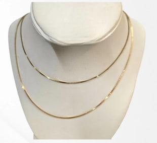 TWO (2) 14K GOLD NECKLACES 24" AND 21 1/2"
