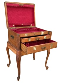 19TH C OAK SILVER SILVER CHEST ON STAND GLASGOW