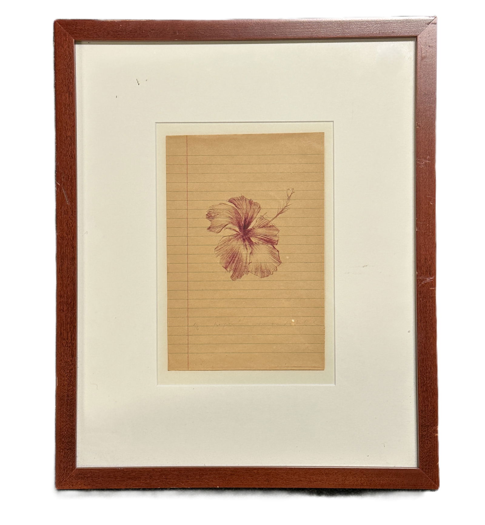 ARMANDO SOBRAL ORIGINAL HIBISCUS DRAWING: Original Ink Drawing by Armando Sobral "Hibiscus". Signed by the artist. Professionally framed. In frame measures 13.25" x 16.5"x.1". Weight 1 lb **In house shipping available on this lot** Armando Sa