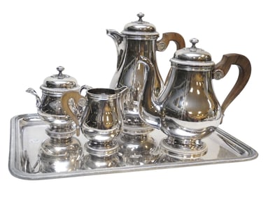 5 PC MALMAISON by CHRISTOFLE SILVERPLATE TEA SET