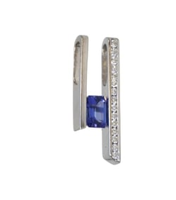 CONTEMPORARY 14K TANZANITE AND DIAMOND PENDANT