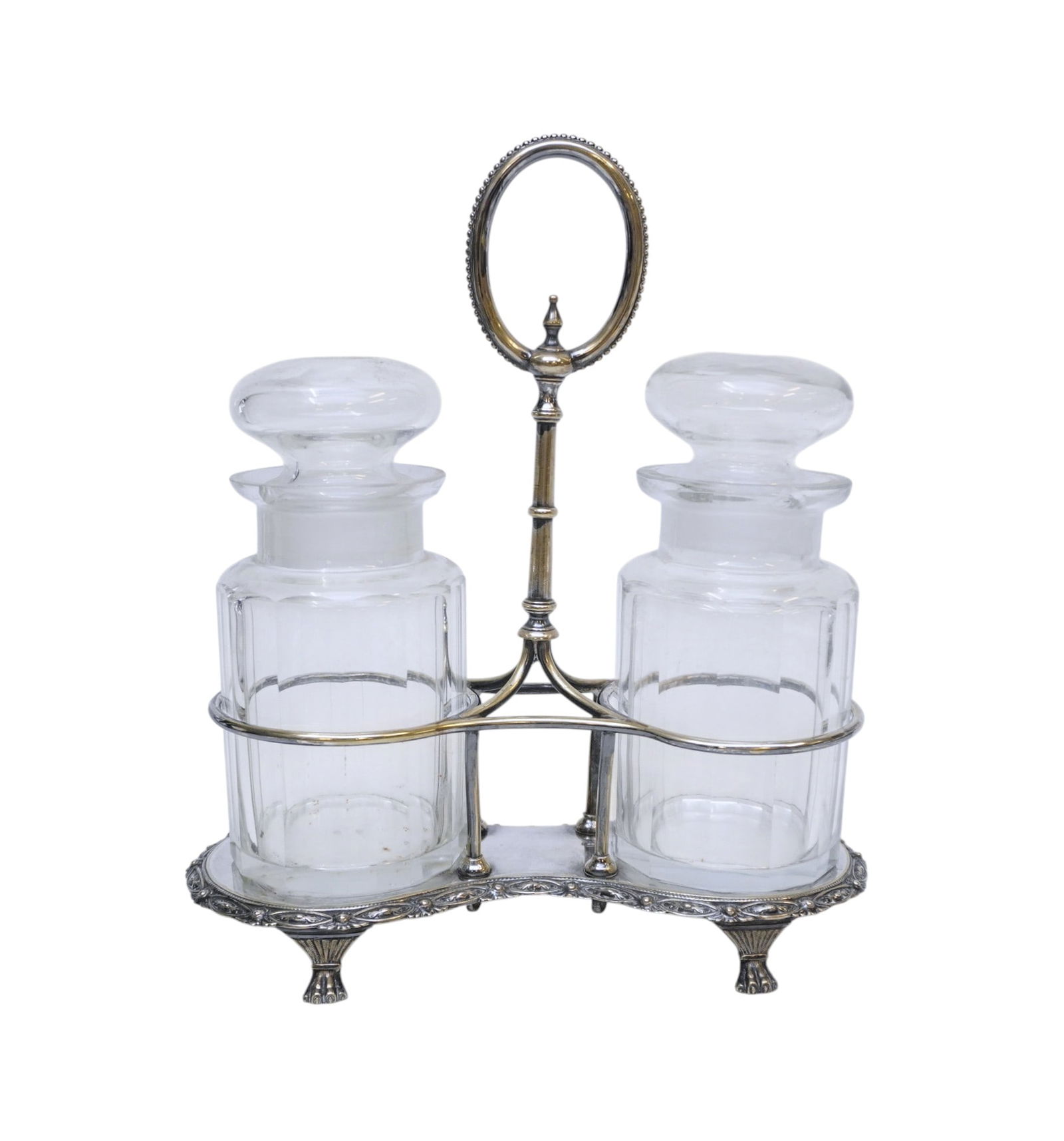 ELEGANT ENGLISH CUT CRYSTAL PICKLE JARS WITH CADDY (1 of 5)