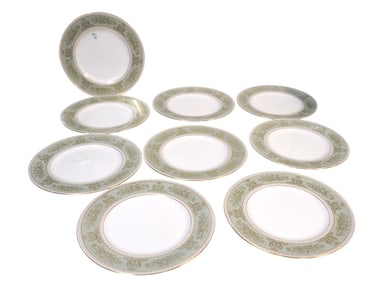 9 WEDGWOOD GOLD SAGE COLUMBIA DINNER PLATES