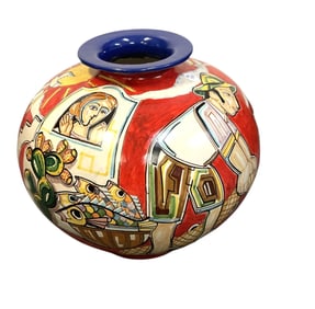 LARGE ITALIAN POT HAND PAINTED RAVELLO POTTERY