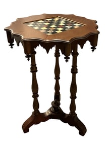 ANTIQUE INLAID GAMEBOARD CHESS TABLE