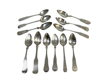 12 ANTIQUE AMERICAN COIN SILVER SPOONS