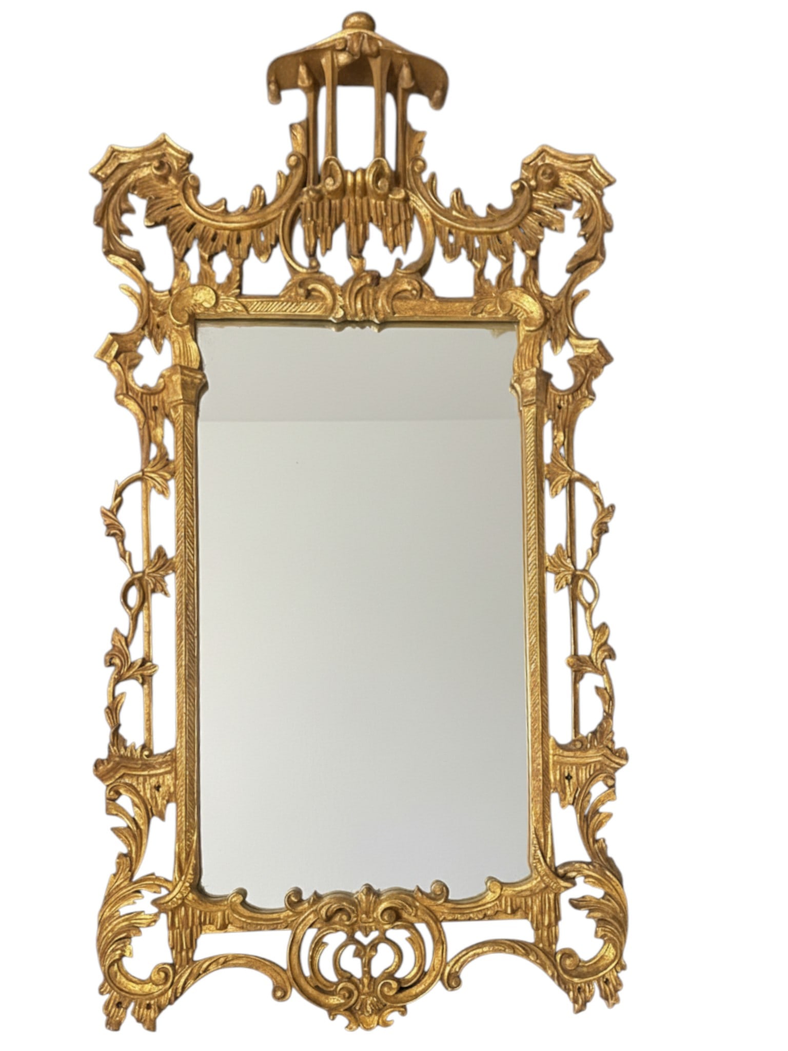 CHINESE CHIPPENDALE STYLE GILTWOOD MIRROR (1 of 6)