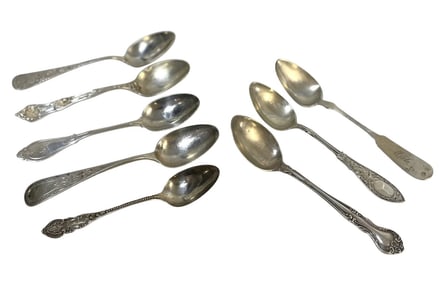 8 ANTIQUE AMERICAN STERLING SILVER SPOONS