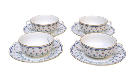 8 PC RAYNAUD LIMOGES CERALENE LAFAYETTE CREAM SOUP & SAUCERS