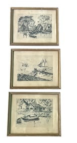 3 LIONEL BARRYMORE (1878-1954) FRAMED BLOCK ETCHINGS