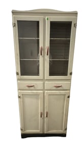 CLASSIC 1940s RED & WHITE HOOSIER CABINET